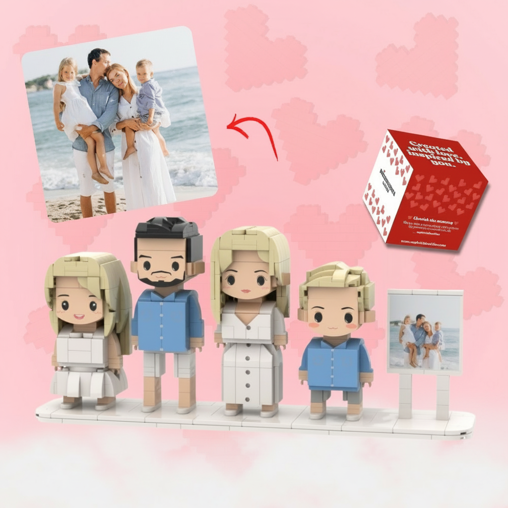 4 People Custom Brick Figures - Family