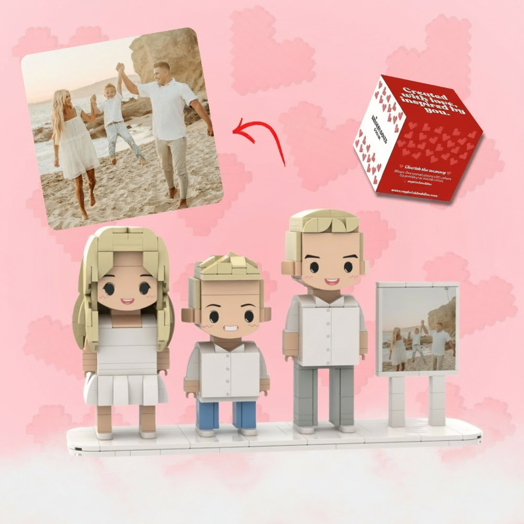 3 People Custom Brick Figures - Family